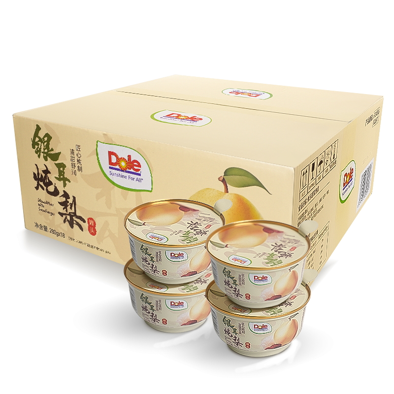 【Dole都乐银耳炖梨280g*18碗/箱】即食水果罐头适合办公室早餐