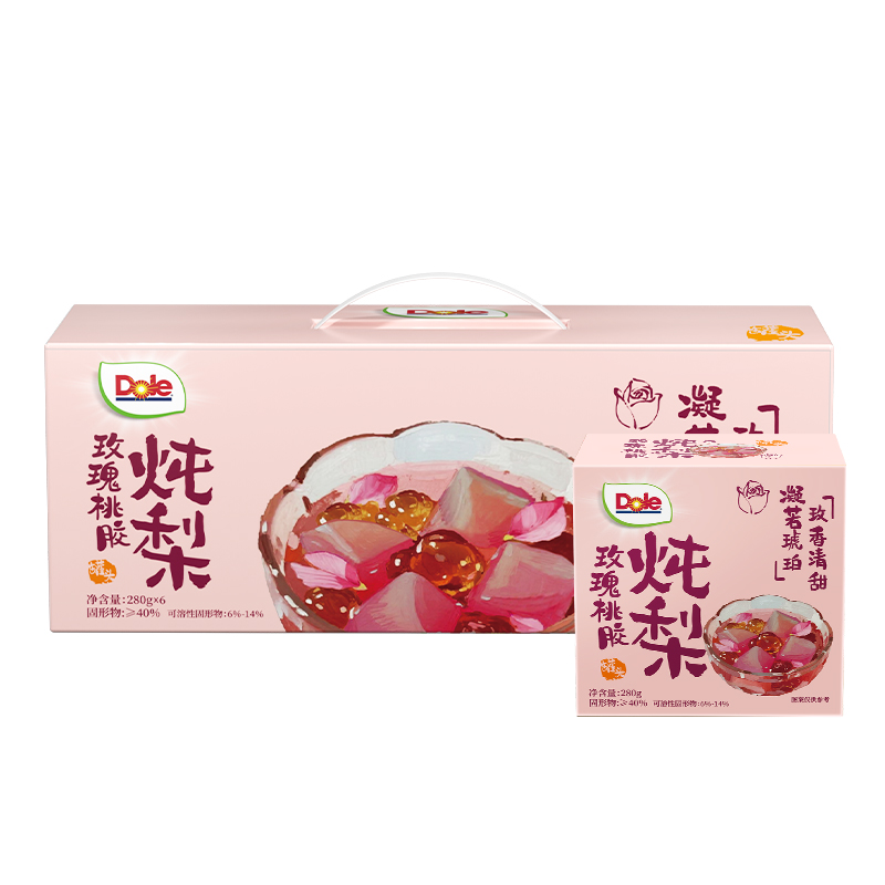 【Dole都乐炖梨玫瑰桃胶280g*6罐】即食果冻甜品滋补养生女性早餐