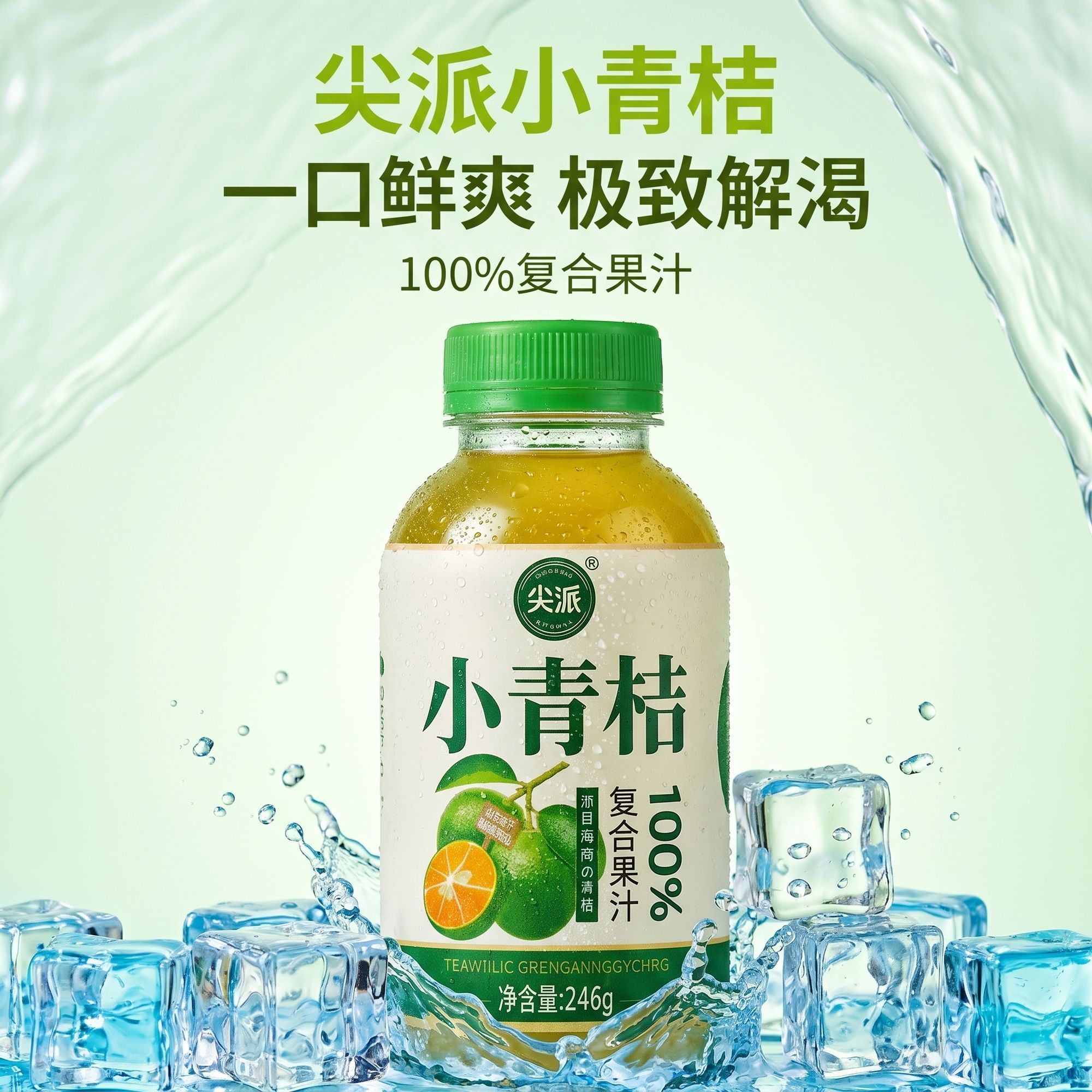 尖派100%复合果汁海南小青桔鲜果鲜榨纯果汁小青桔苹果汁饮料246g
