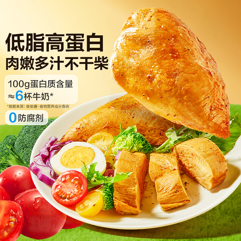 良品铺子低脂鸡胸肉黑椒味50g*10袋高蛋白即食饱腹健身代餐鸡肉