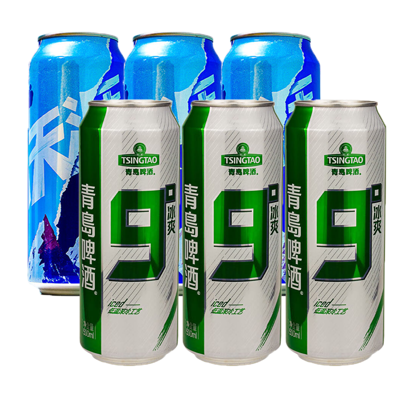 雪花勇闯天涯大罐啤酒 勇闯天涯500mL3罐+青岛9度500ml*3听