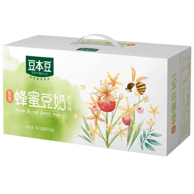 豆本豆荔枝蜂蜜豆奶250ml*24盒