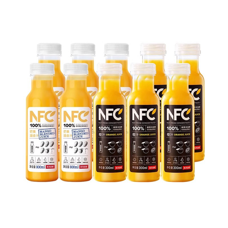 农夫山泉NFC芒果汁橙汁混合装300ml*10瓶常温果汁