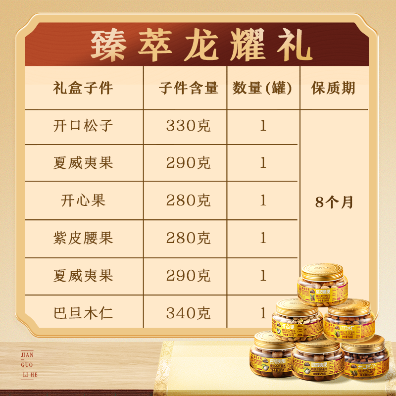 【三只松鼠臻萃龙耀礼盒6罐/1810g】坚果大礼包精选A高品质坚果