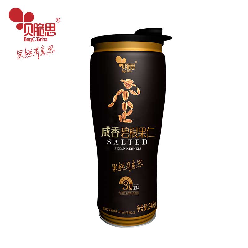 贝脆思 咸香碧根果仁246g 坚果干果炒货营养零食罐装休闲小吃