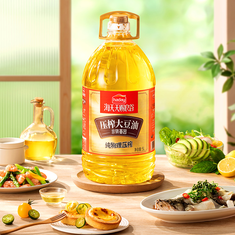 海天天赐良谷压榨大豆油5L物理压榨