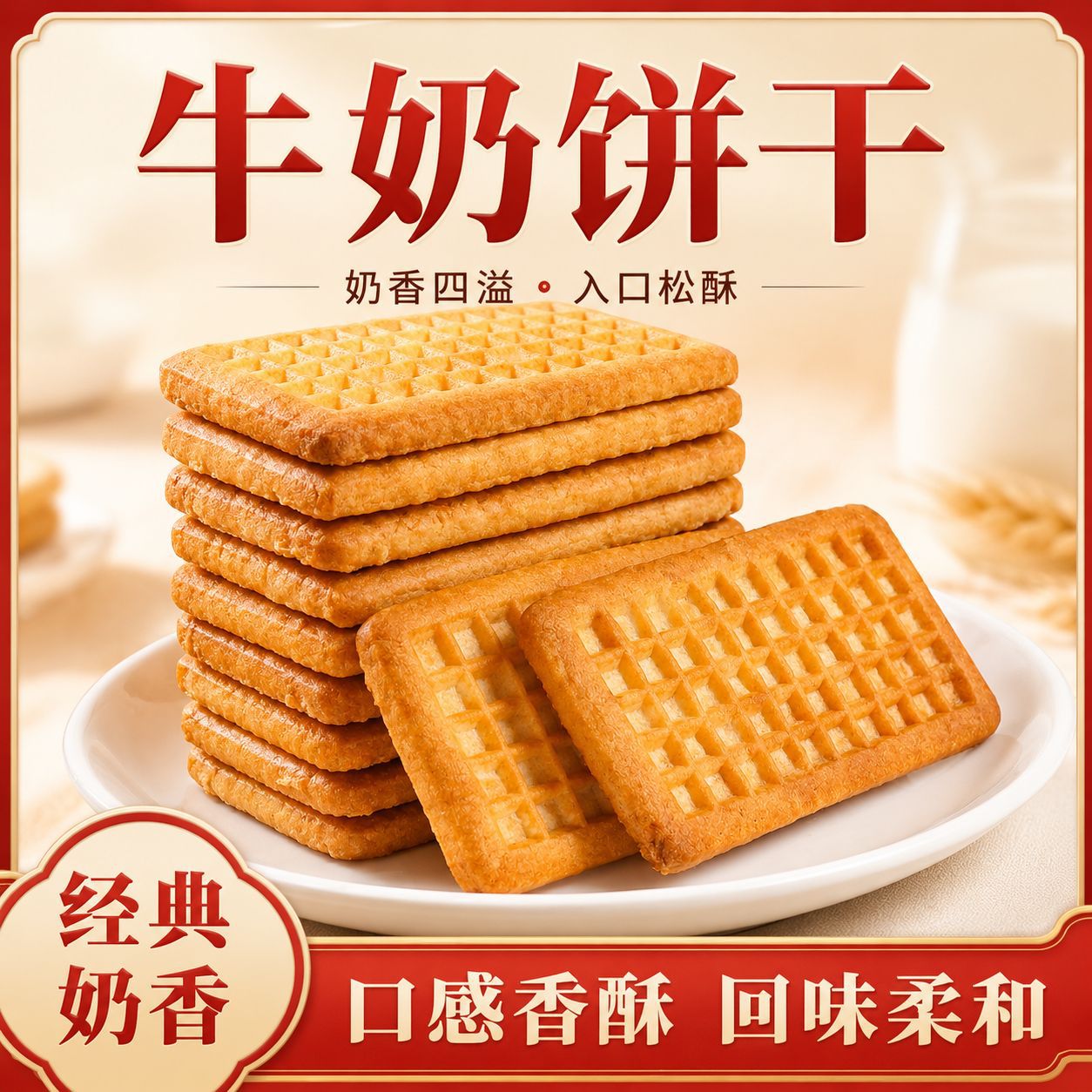 特浓奶香饼干早餐酥饼干老式特浓牛奶味牛乳奶香解馋饼干