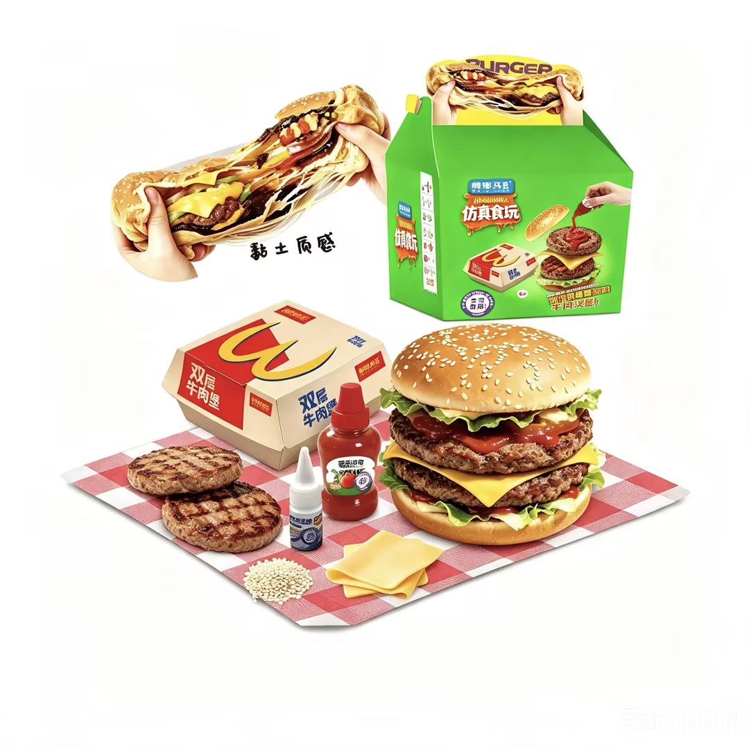 【胖胖马克仿真汉堡玩具】儿童益智高仿真益智解压食玩玩具