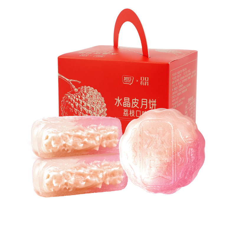 【抖音控价,破价不发货】其妙 荔枝口味冰皮月饼小方礼盒装