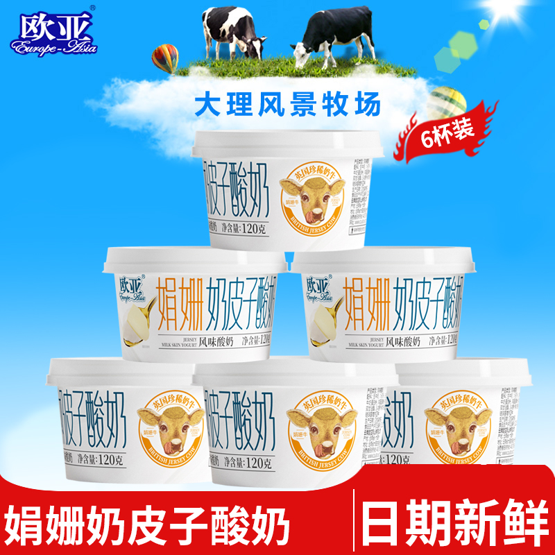 【欧亚娟姗奶皮子酸奶6杯装】风味酸奶甄选娟姗优质奶源