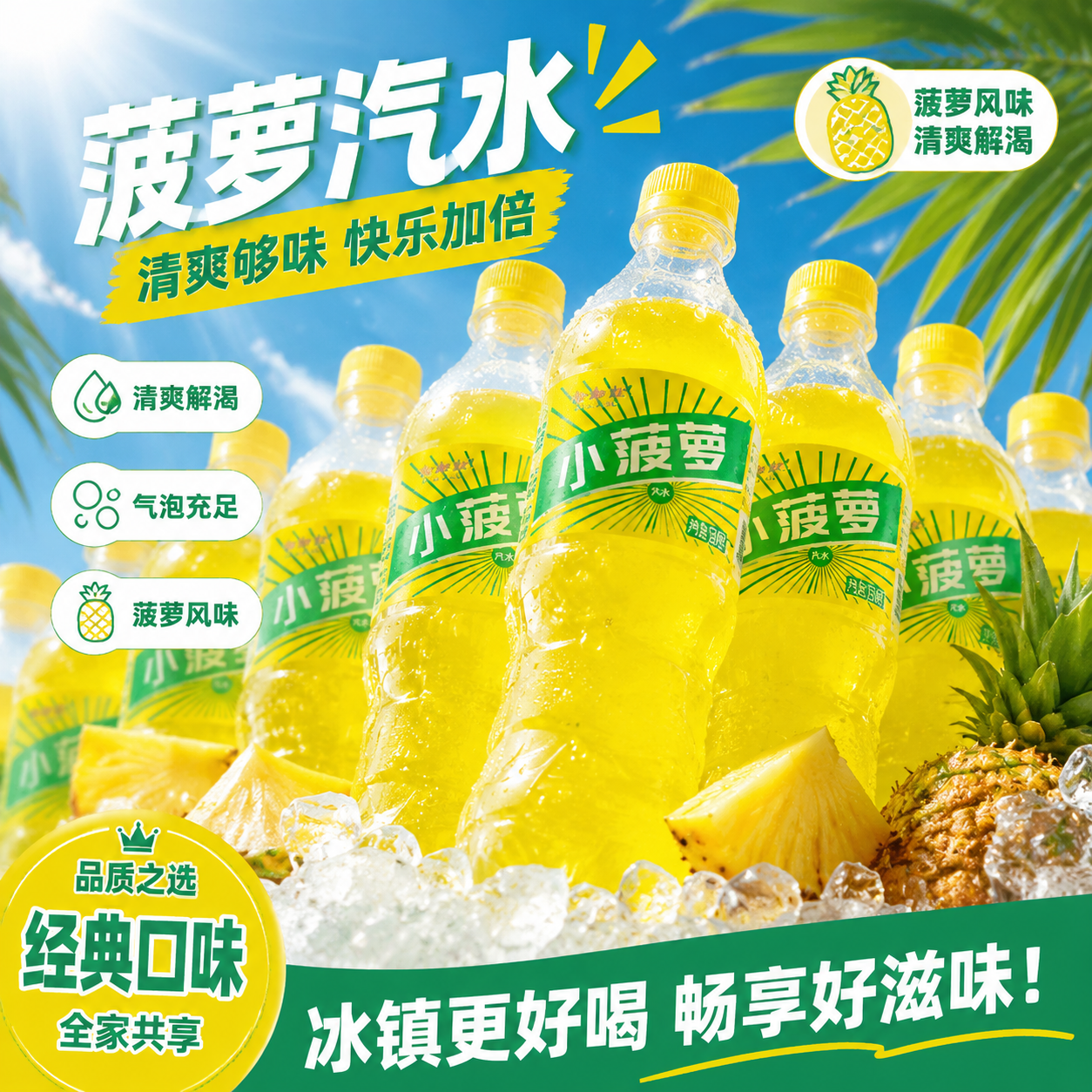 【童年汽水】爆款小菠萝苹果汽水500ml 多规格 多口味