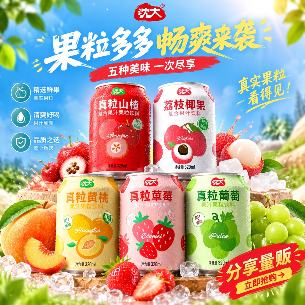 【果香混合】大口嚼鲜榨果粒果汁小饮料【破损包赔】【拦截收费】
