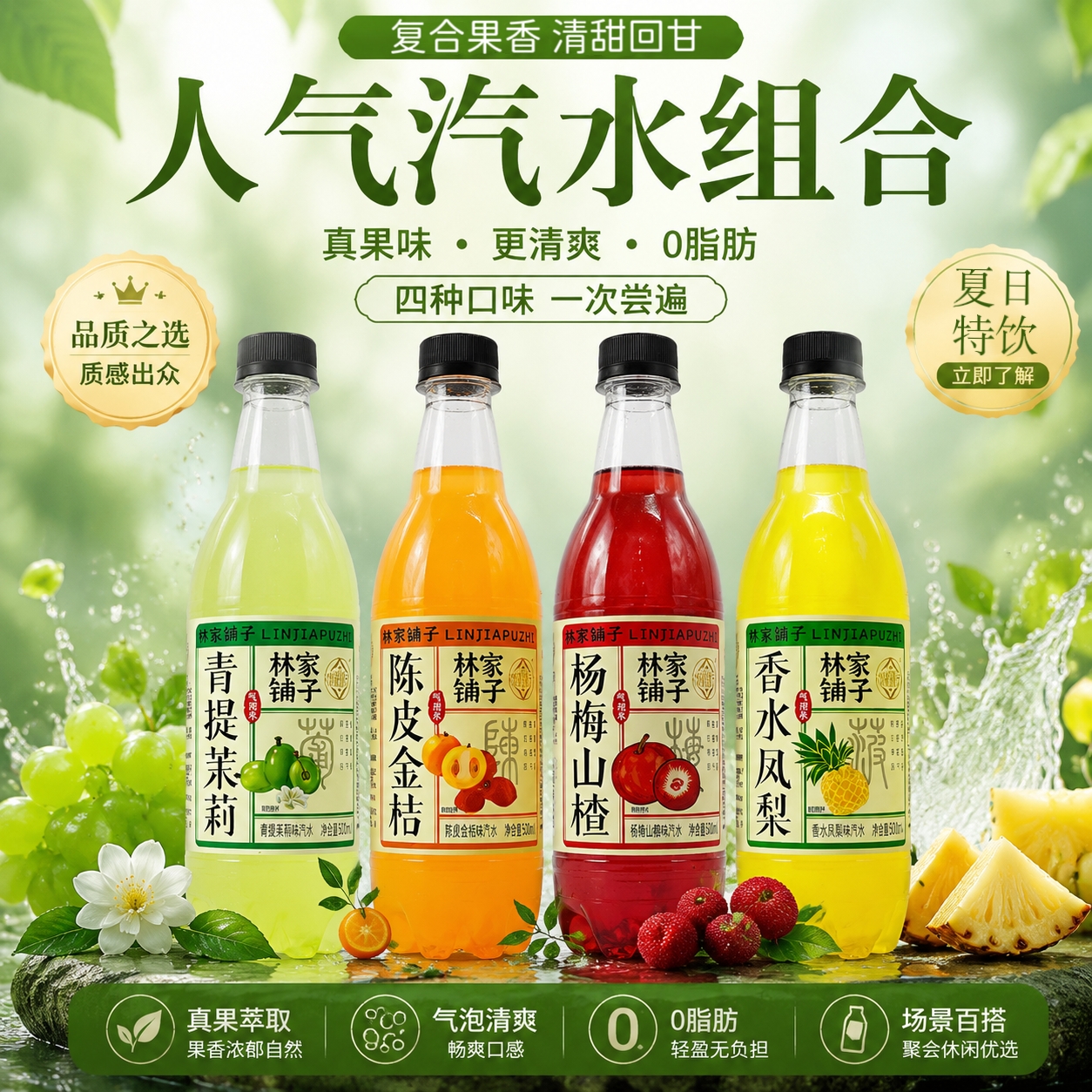 【四味鲜果】林家铺子多口味组合装 高品质 纸箱发货 500ML