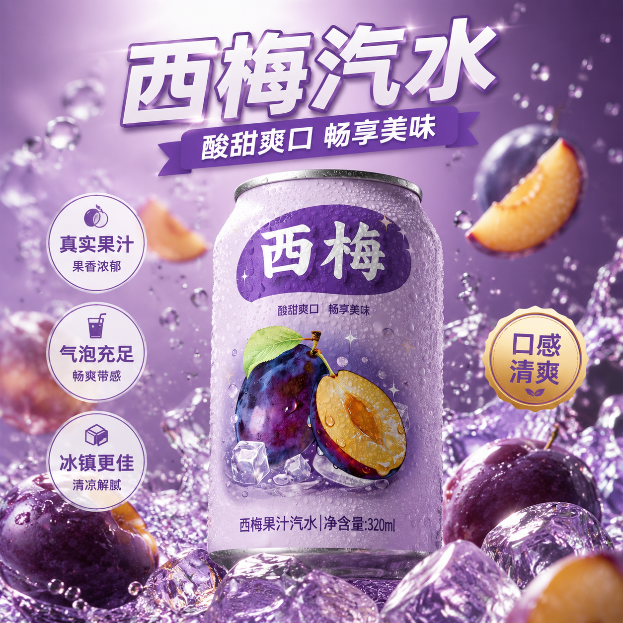 【酸甜果香】工厂直发西梅汽水低脂果香浓郁火锅烤肉标配解腻饮品