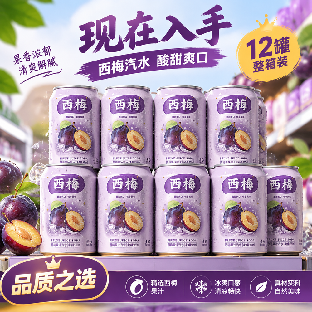 【特价12罐】冰镇西梅汽水浓郁果香闲暇【破损包赔】【拦截收费】
