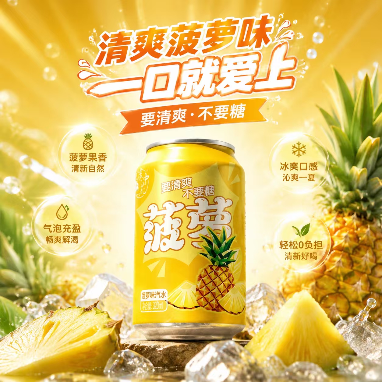 多口味混合汽水青提荔枝菠萝果香不腻户外露营饮品整箱特惠