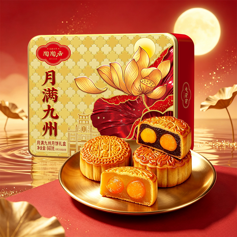 广州陶陶居晓月双星月饼礼盒蛋黄白莲蓉豆沙广式月饼中秋团购送礼