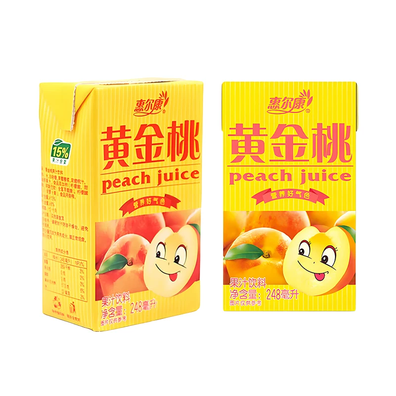248ml*24盒惠尔康黄金桃果汁饮料黄桃味果味饮品整箱桃汁饮料