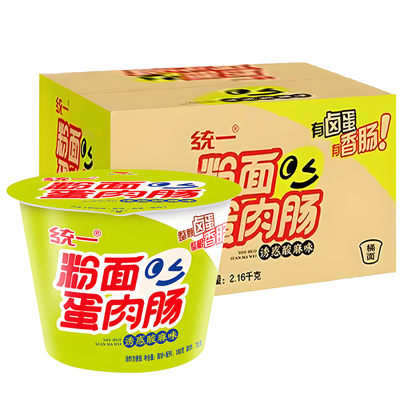 统一粉面蛋肠【12桶整箱】诱惑酸麻味