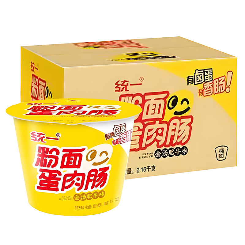 统一粉面蛋肠【12桶整箱】金汤肥牛味