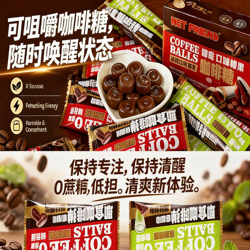 【NETFRIEND咖啡球糖】咖啡糖果0蔗糖低担提神醒脑办公学习必备