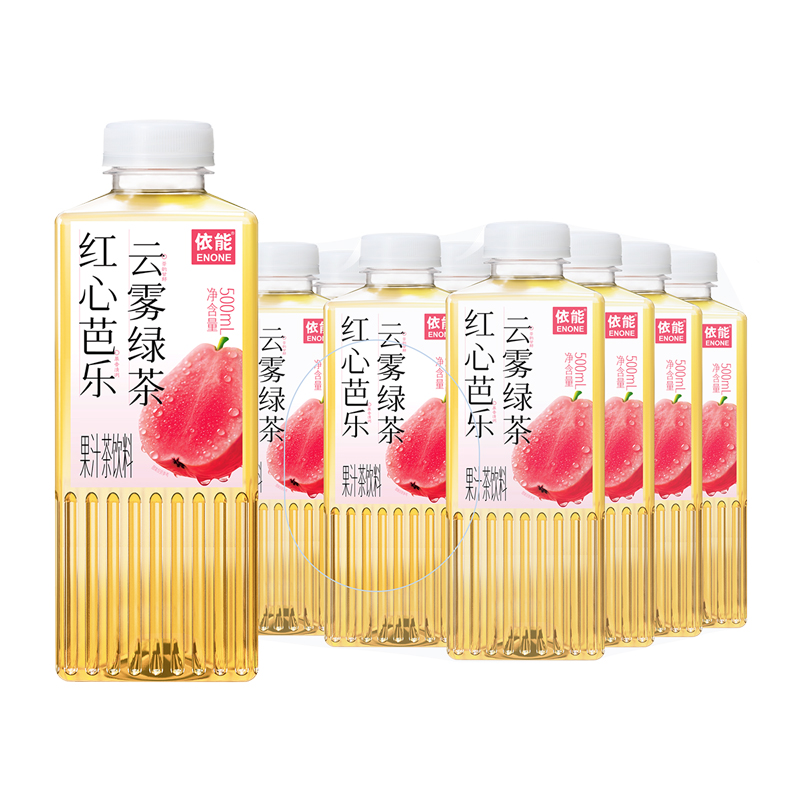 【依能红心芭乐云雾绿茶500ml*12/24瓶】果汁茶饮料清爽解渴