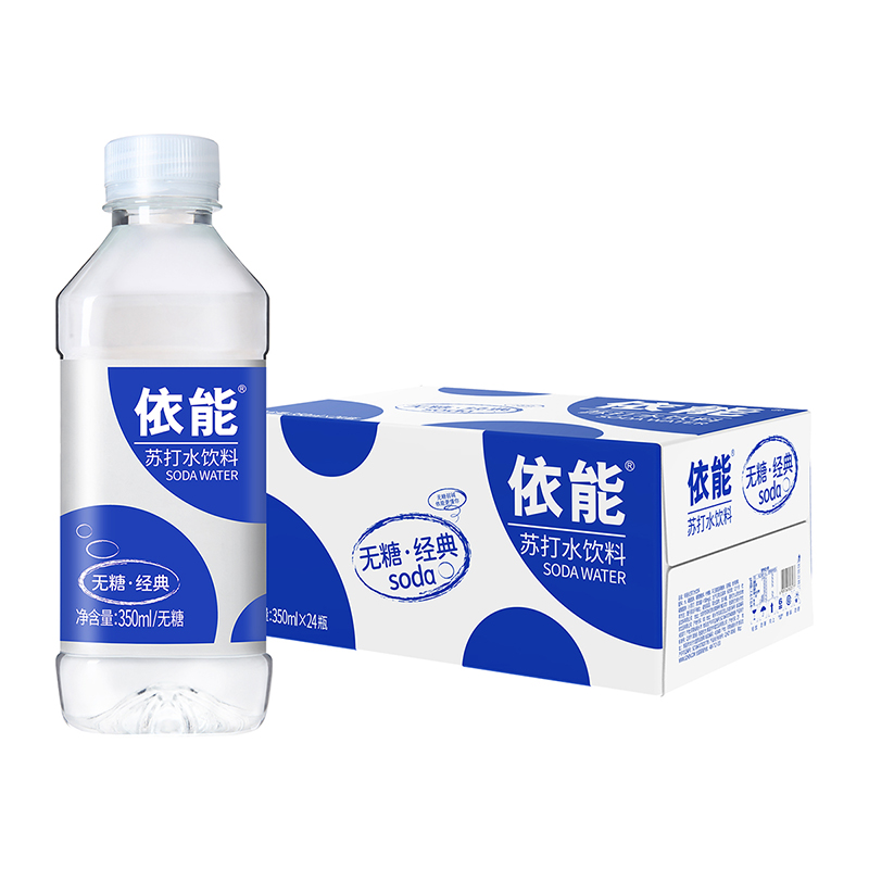 依能青柠苏打水饮料无糖无汽弱碱性饮用水350ml*24瓶装