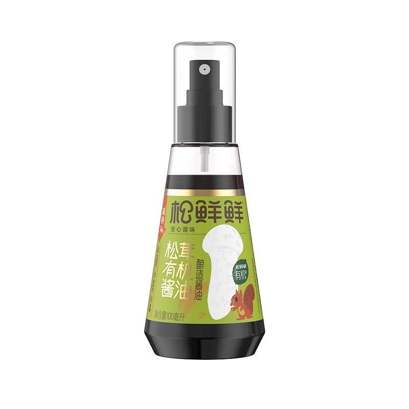 松鲜鲜有机松茸酿造酱油调料减钠儿童可食酱油生抽官方100ml