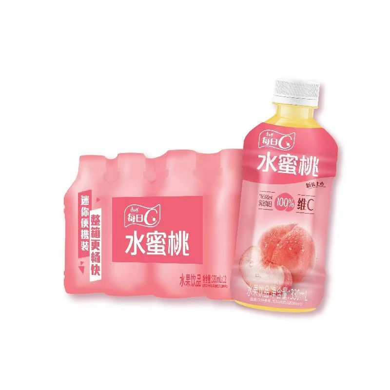 【每日C水蜜桃330mL】水果饮品富含维C便携装适合日常饮用