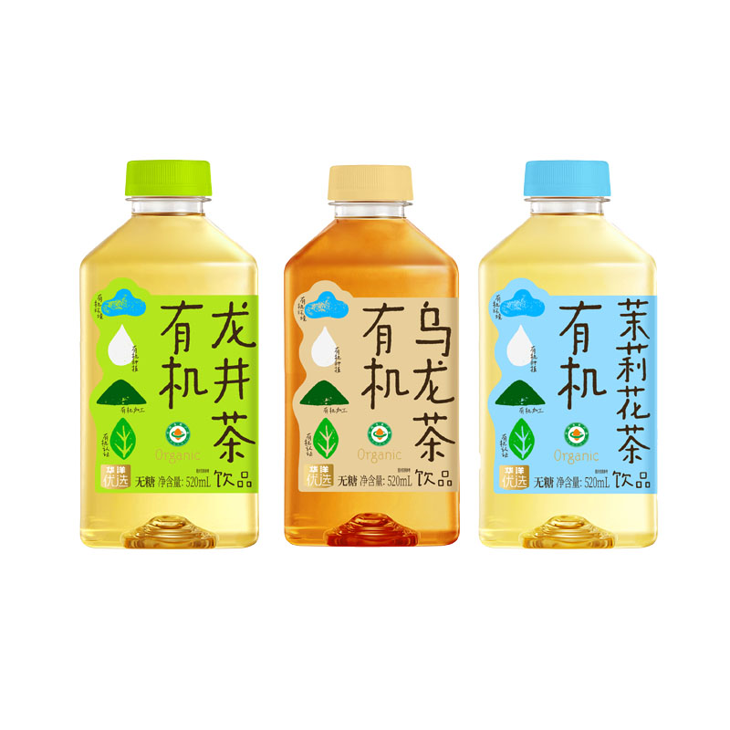 华洋优选有机茶茉莉花茶龙井茶乌龙茶无糖饮料520mL饮品