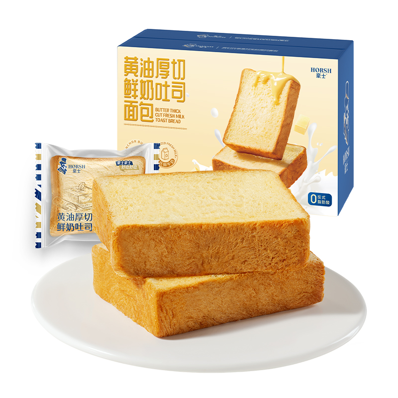 豪士黄油厚切鲜奶吐司早餐面包营养美味整箱