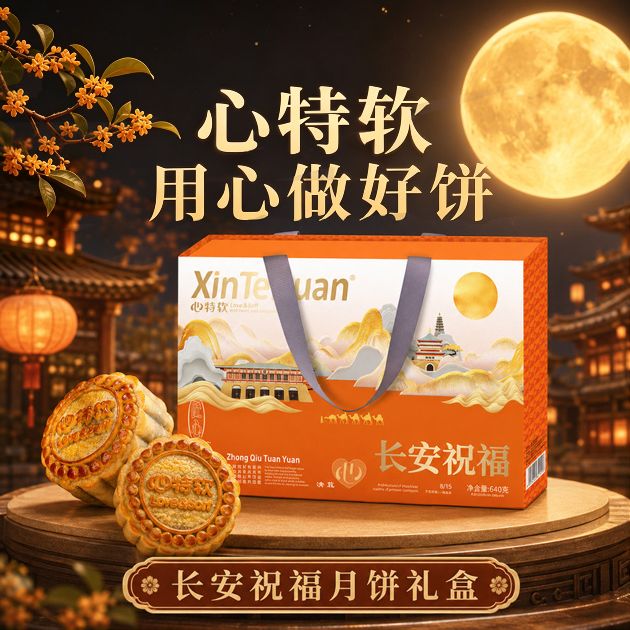 【心特软中秋月饼礼盒】中秋礼包传统糕点陕西特产团购教师节礼盒
