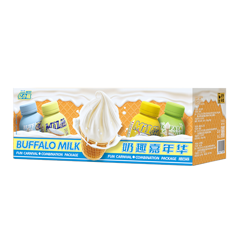 【严控】亿小瓶奶趣嘉年华125ml*8瓶水牛纯牛奶高钙厚椰乳