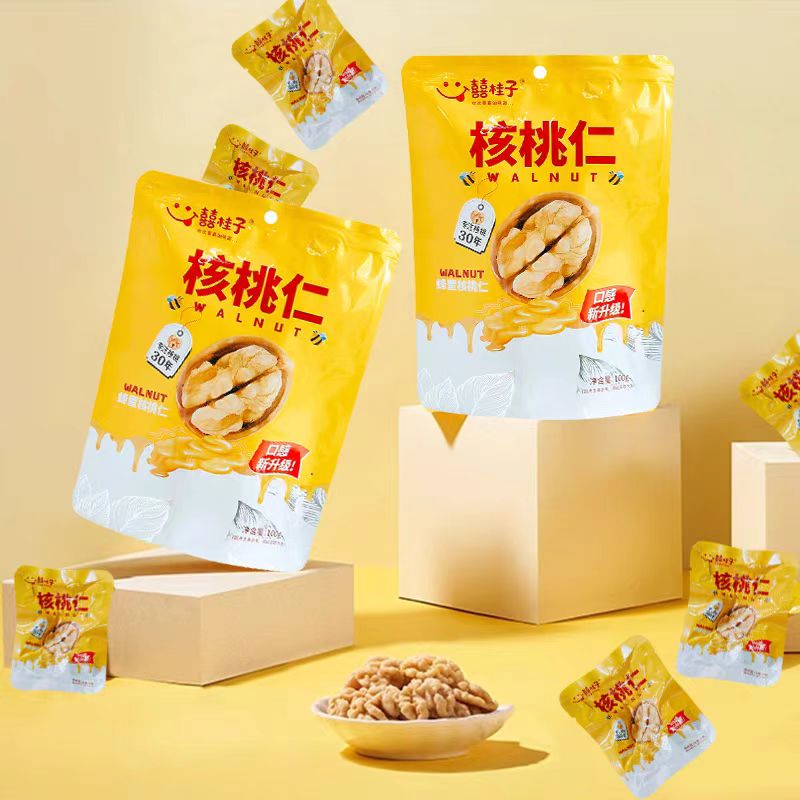 囍桂子蜂蜜核桃仁100克袋装坚果零食香脆可口适合办公休闲人群