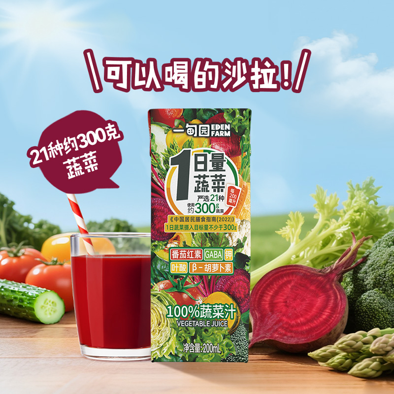 一甸园FC浓缩蔬菜汁200ml*10盒富含多种营养适合上班族混合果蔬汁