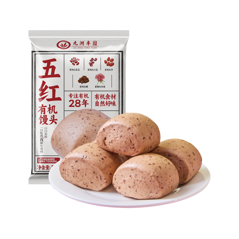 九洲丰园有机五红馒头320g/袋
