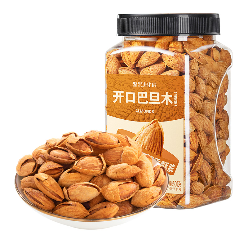 【坚果进化论】开口巴旦木500克休闲零食香酥脆每日坚果健康美味