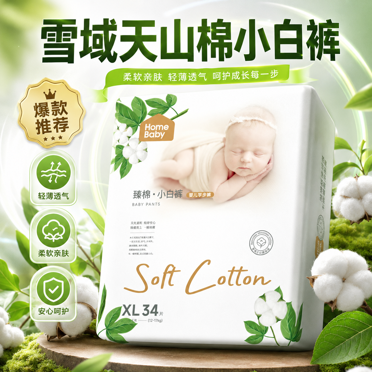【无控价】家得宝臻棉婴儿纸尿裤拉拉裤尿不湿