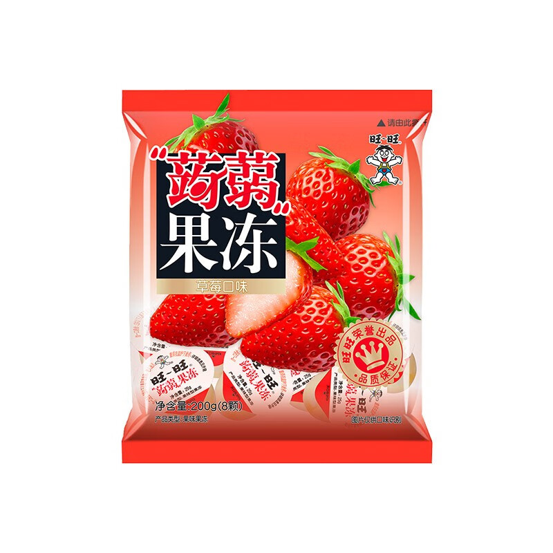 【旺旺蒟蒻果冻草莓口味200g】果味果冻休闲零食儿童成人皆宜爽滑