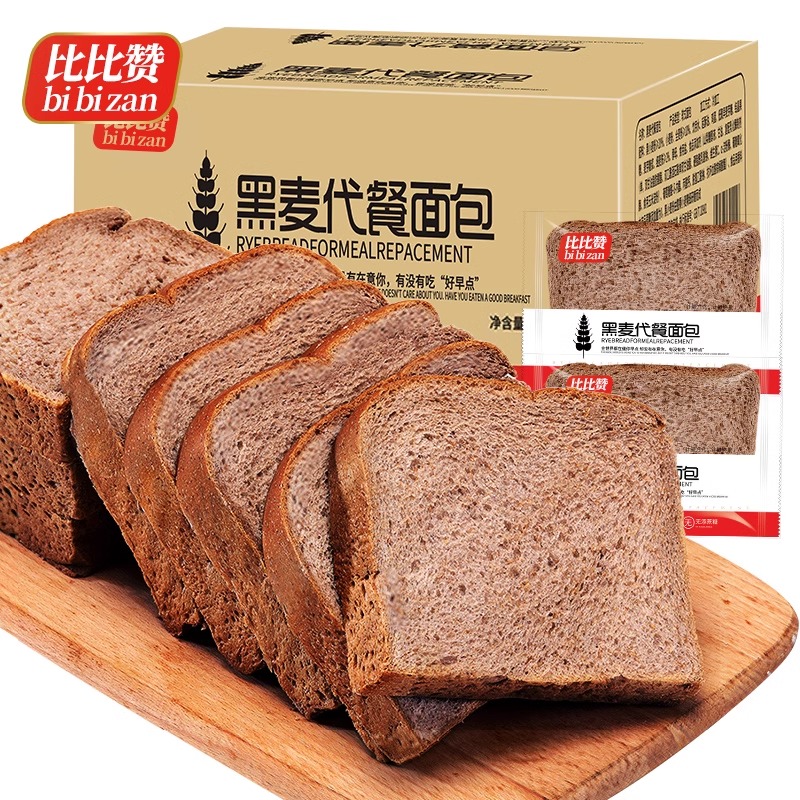比比赞黑麦全麦面包整箱吐司无蔗糖添加饱腹代餐脂肪热量零食早餐