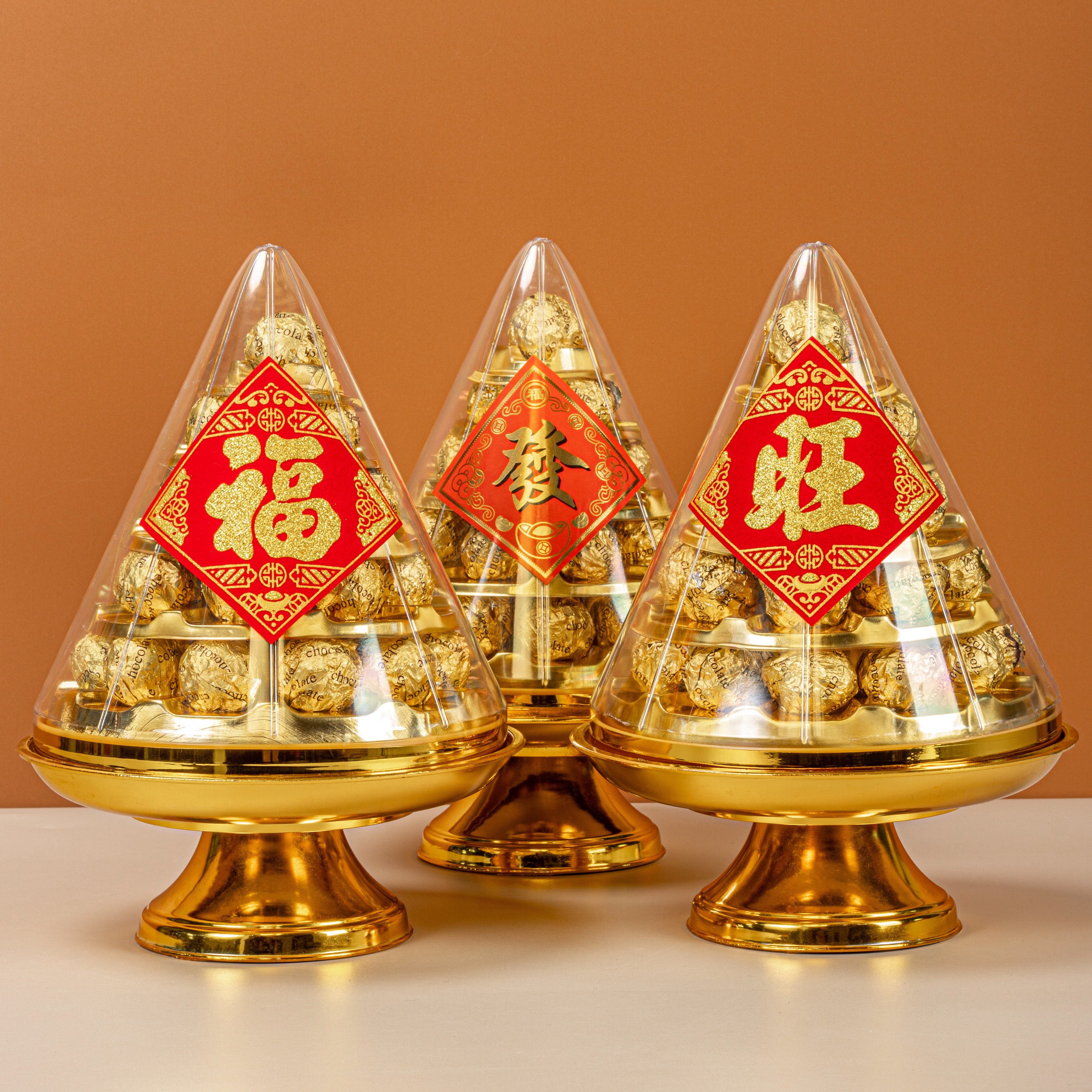 金字塔巧克力福旺发三字可选28粒带底座招财拜神贡品节日伴手礼盒