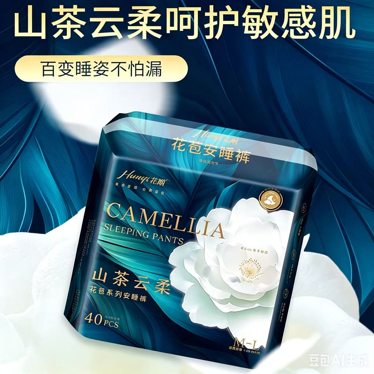 【花期山茶云柔安睡裤40片】女性经期安心裤透气防漏舒适睡眠专用