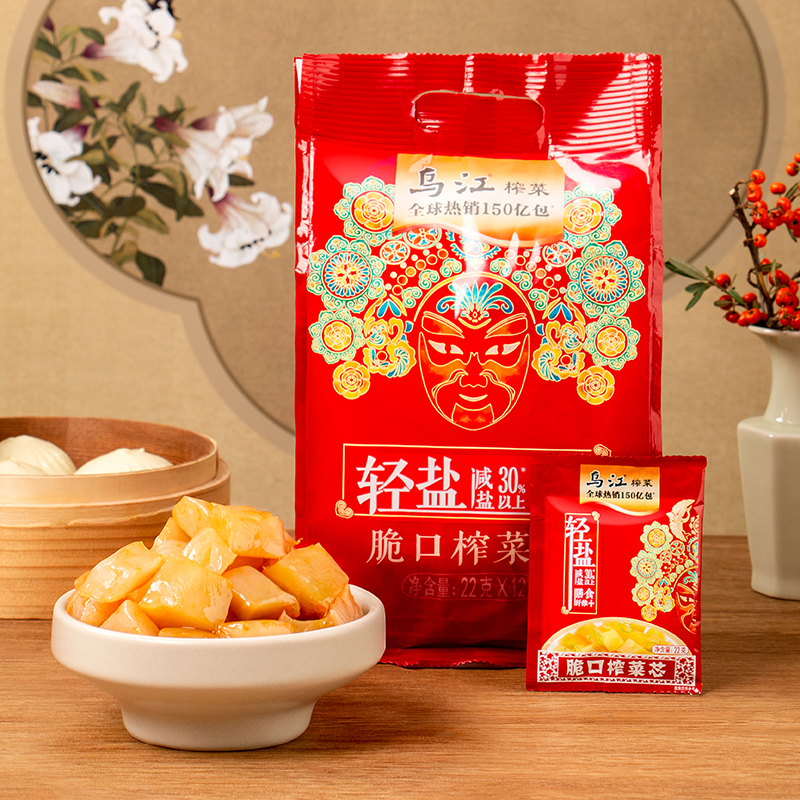 22克乌江脆口榨菜芯轻盐版重庆涪陵下饭菜开胃拌面佐菜咸菜小包装