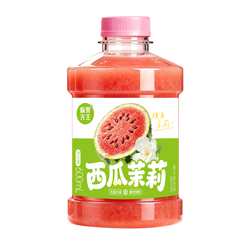 【愉果先生西瓜茉莉600ml】果汁茶饮无菌冷灌清爽解暑家庭分享装