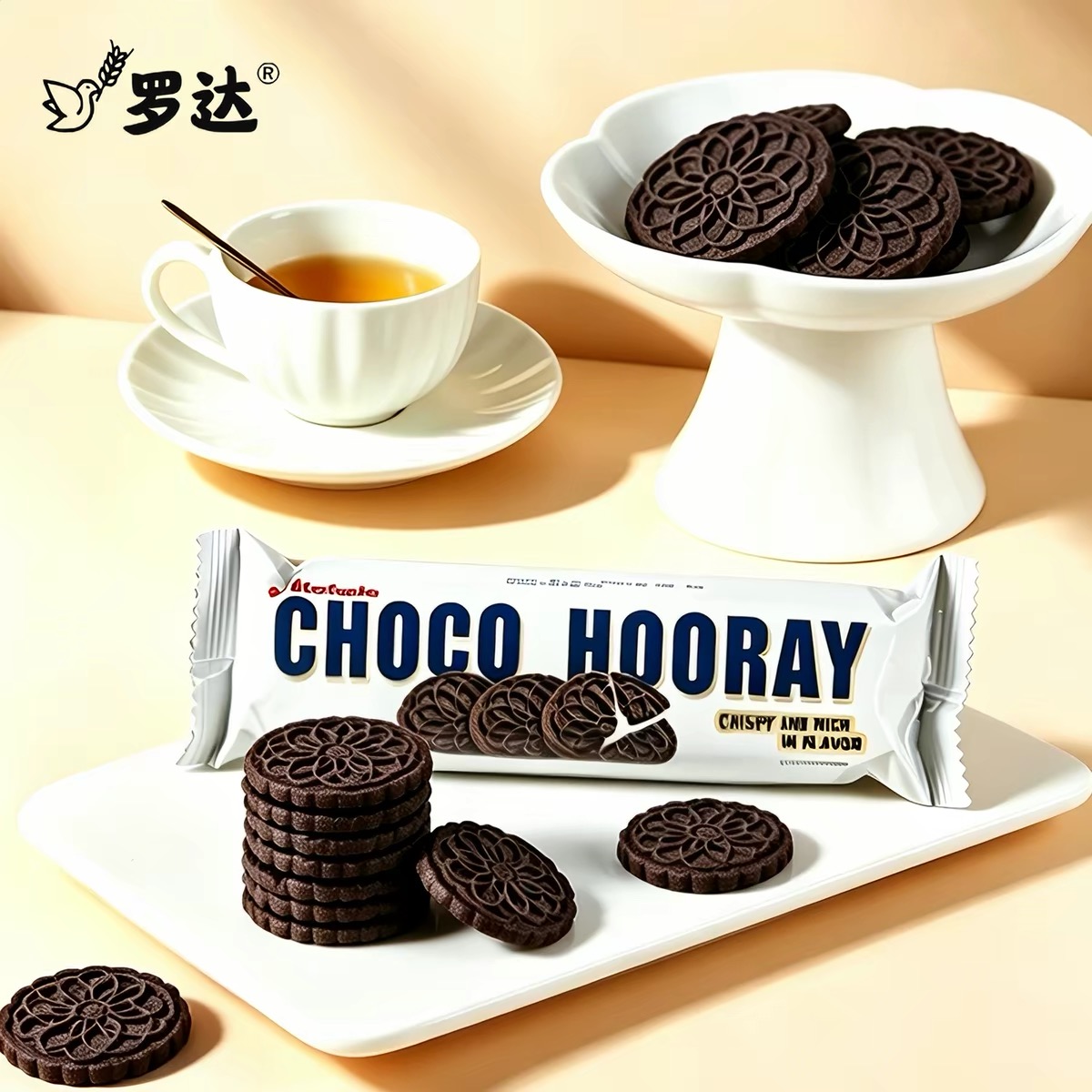 【高利润】罗达巧克力饼干印尼进口奥奥无夹心纯可可网红休闲零食