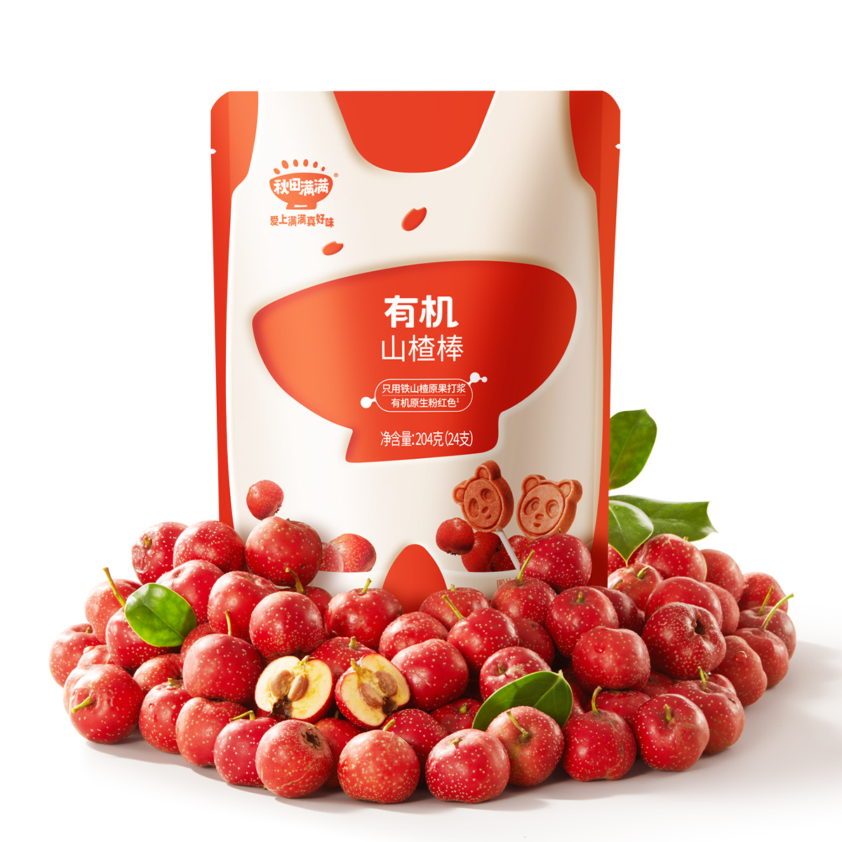 秋田满满 有机山楂棒儿童零食水果条宝宝辅食204g