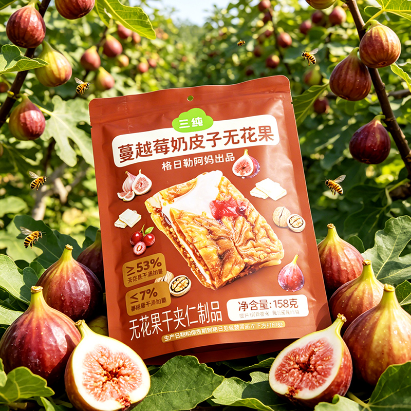 【三纯蔓越莓奶皮子无花果158克】无花果干仁制品高纤维健康零食