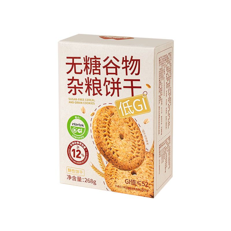 福事多无糖谷物杂粮饼干268g/袋早餐饼干休闲零食饱腹代餐小吃