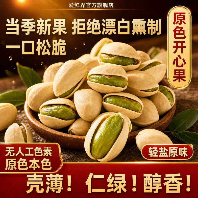 爱鲜界 原色开心果250g*1盒 原色无漂白,自然紫衣绿仁看得见