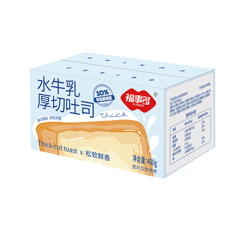 福事多水牛乳厚切吐司400g/盒办公室休闲零食营养早餐懒人代餐